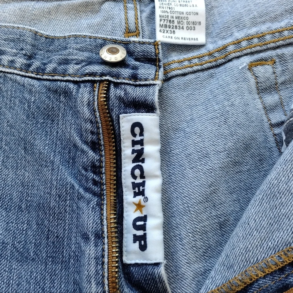 Cinch Up Men's Relaxed Fit Blue Denim White Label Casual Jeans Sz 42×36